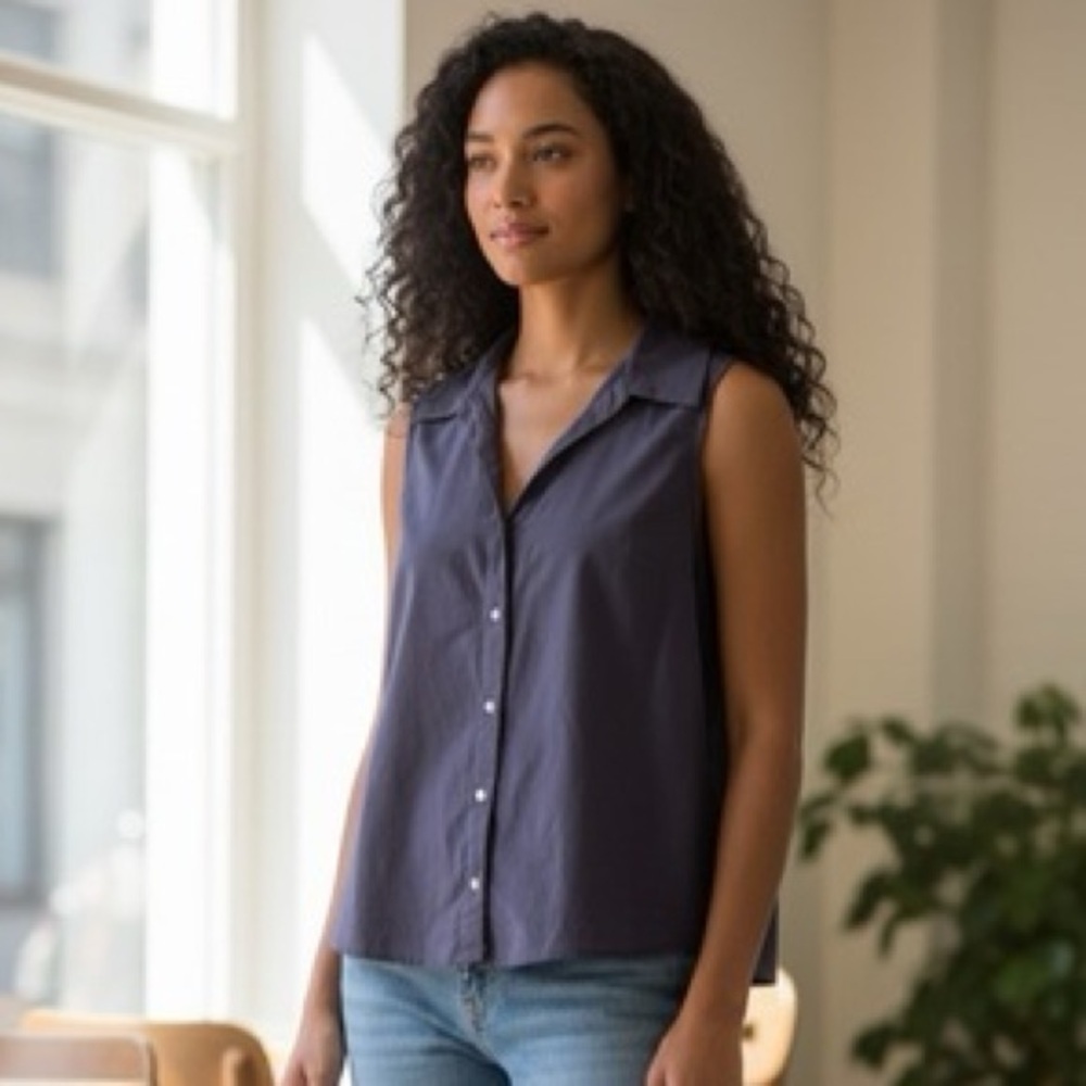 We Are Sundays Marlon Top in Navy Blue Size Medium $158